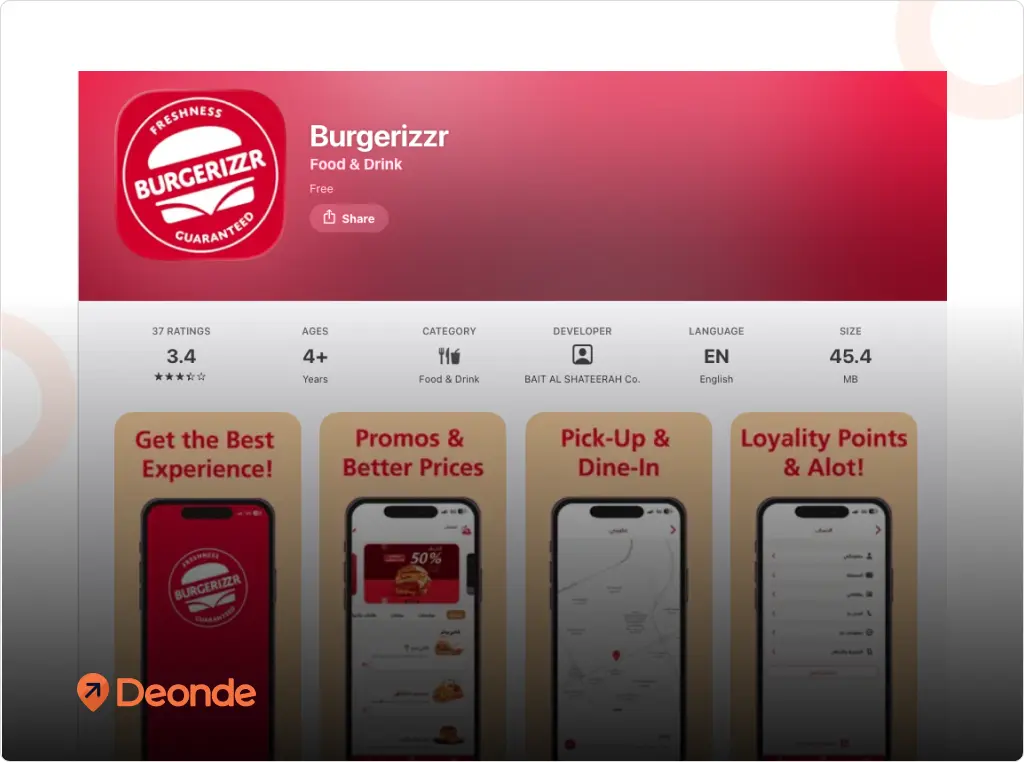 Burgerizzr fast food delivery app for burgers in Saudi Arabia