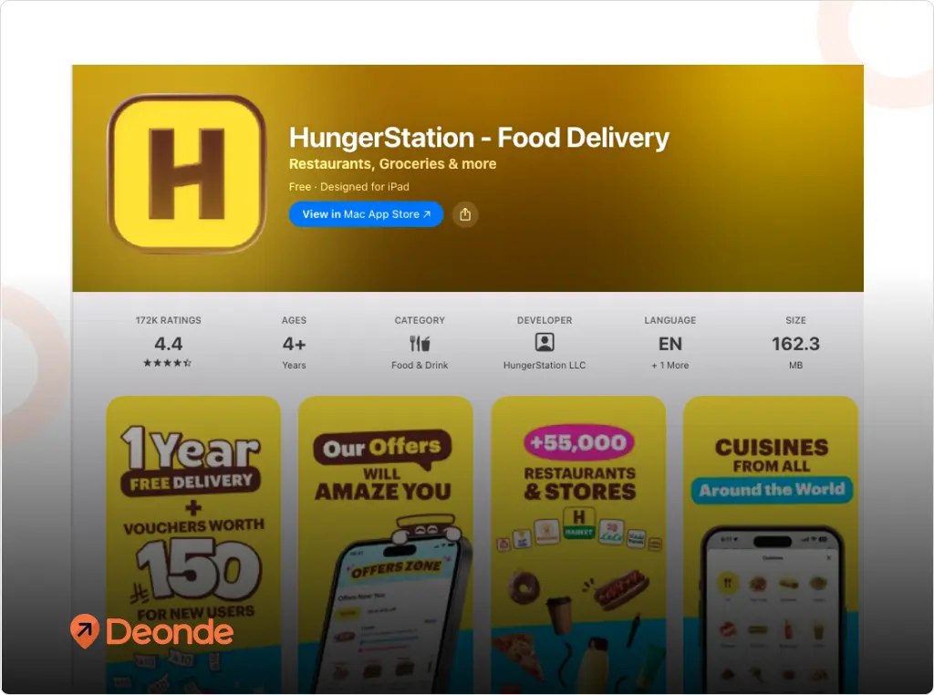 HungerStation food delivery app interface Saudi Arabia