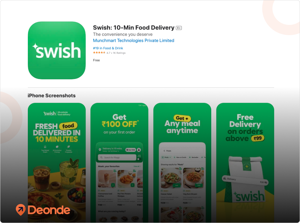 Swish: 10-Min Food Delivery
