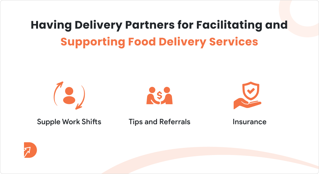 Having Delivery Partners for Facilitating and Supporting Food Delivery Services