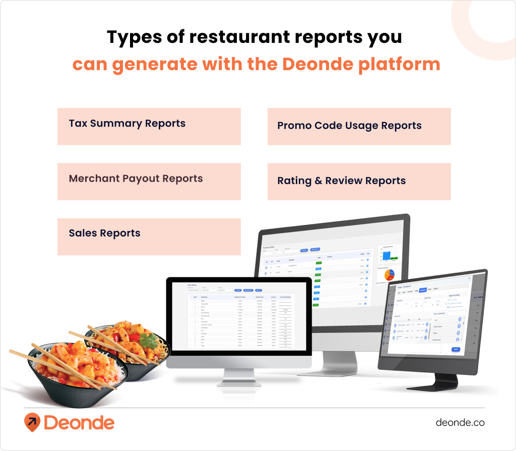 Types of restaurant reports you _can generate with the Deonde platform