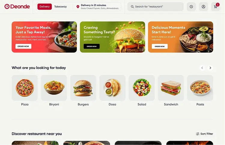 10 Restaurant Marketing Ideas That Actually Work for Your Business in 2026 3 Online food ordering website interface displaying promotional banners and a clear menu for quick orders.