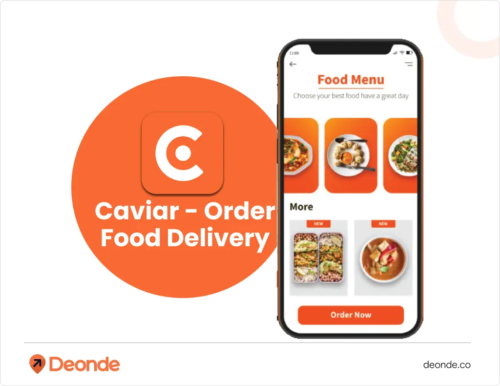 Caviar app logo and interface