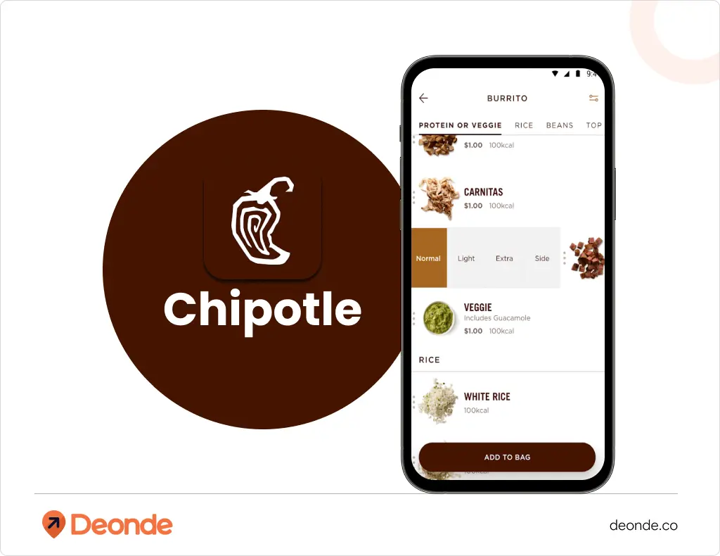 Chipotle app logo and interface