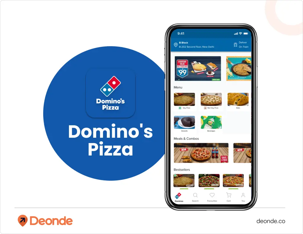 Domino's app logo and interface