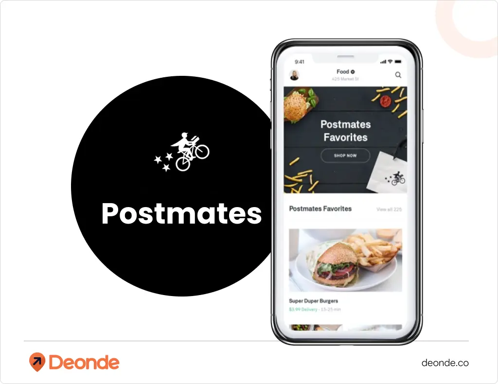Postmates app logo and interface