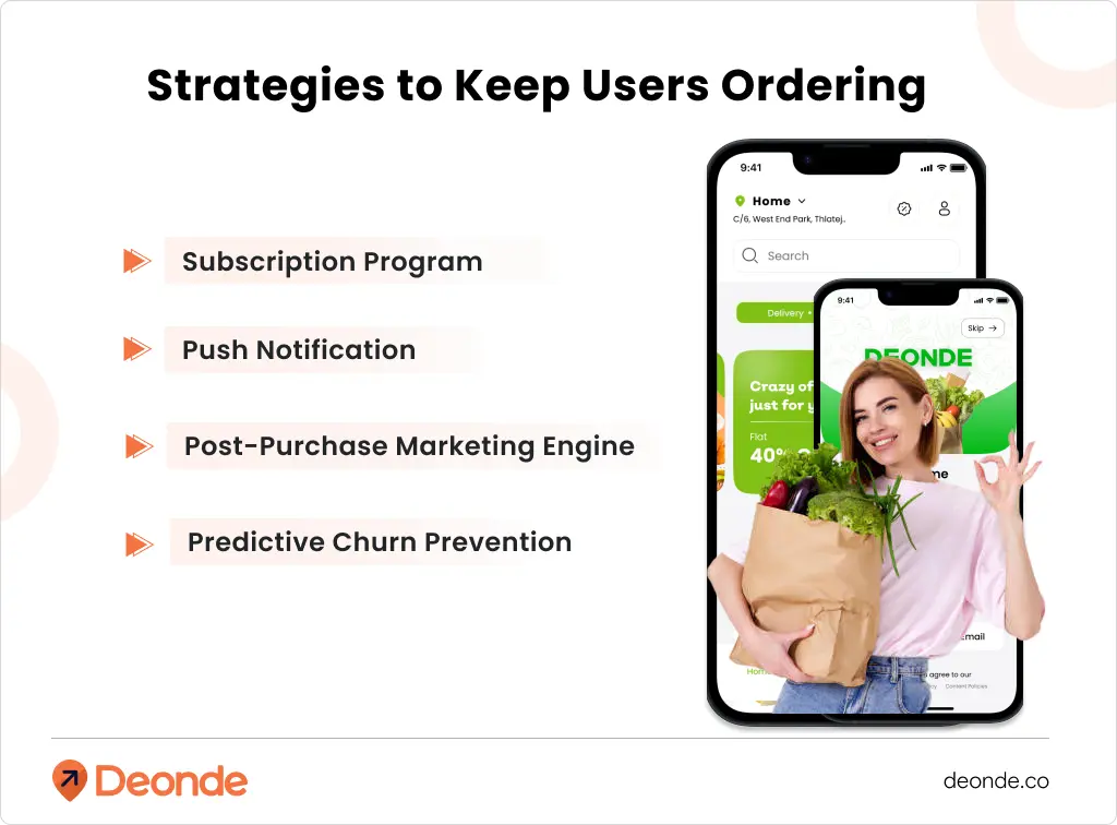 Grocery Delivery App Marketing Strategy: 15 Proven Ideas to Acquire & Retain Users 3 Strategies to Keep Users Ordering