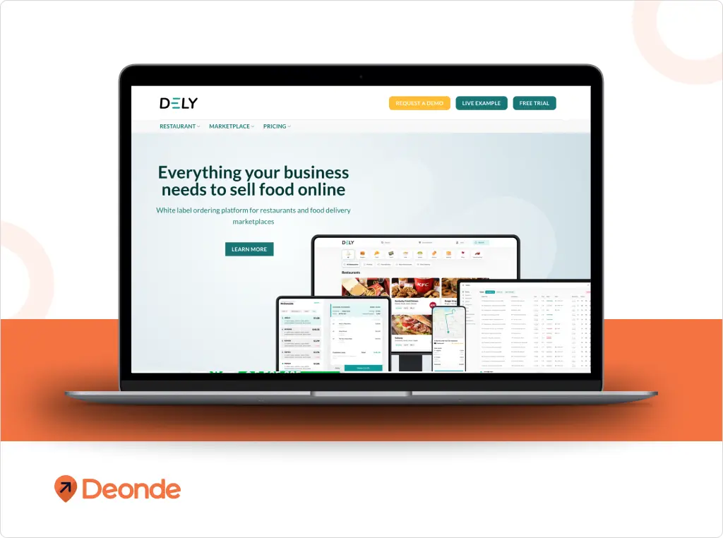10 Best White Label Restaurant Software Platforms in 2026 6 Dely white-label food ordering platform and delivery marketplace interface on laptop screen