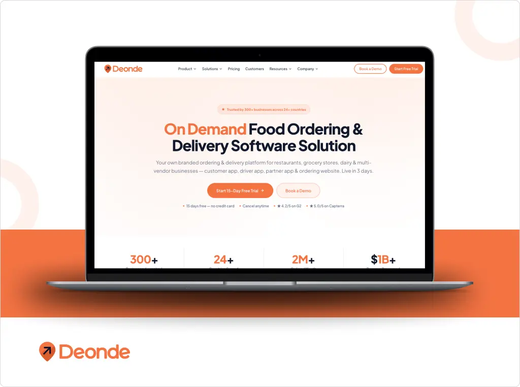 10 Best White Label Restaurant Software Platforms in 2026 3 Deonde white-label food ordering and delivery software platform displayed on a laptop screen