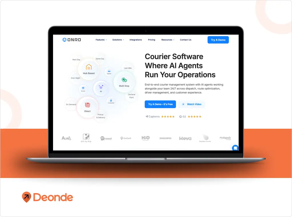 10 Best White Label Restaurant Software Platforms in 2026 10 Onro white-label courier and delivery management software platform shown on laptop