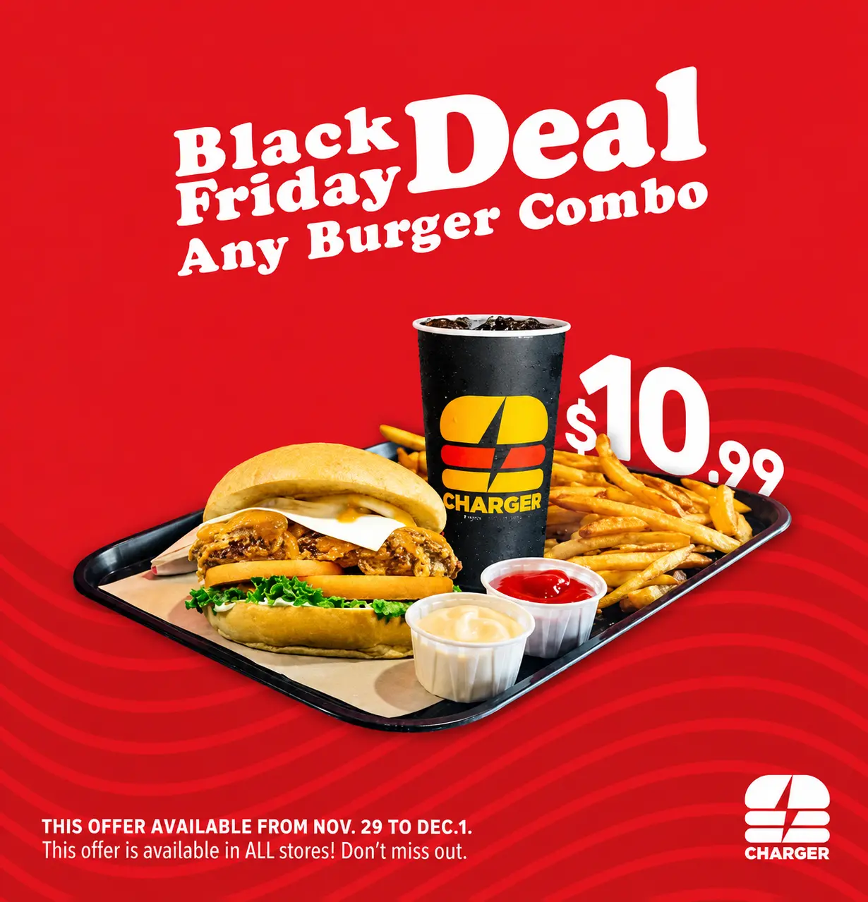 Charger promotes a social media post of a combo offer on Black Friday.