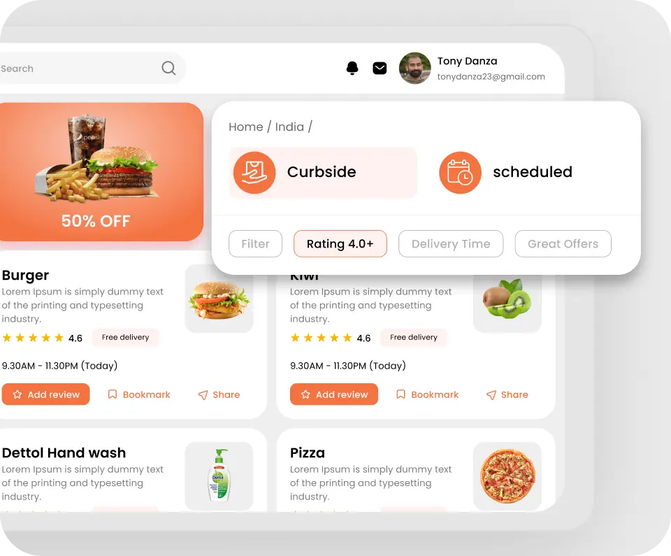 Takeout software or takeaway system for restaurants with outback curbside takeaway for restaurants