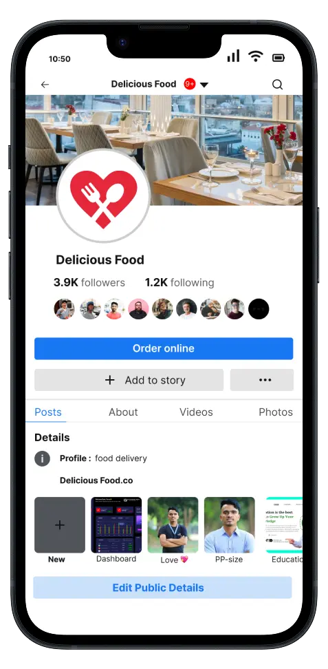 Customer ordering food through Facebook using Deonde integration on mobile
