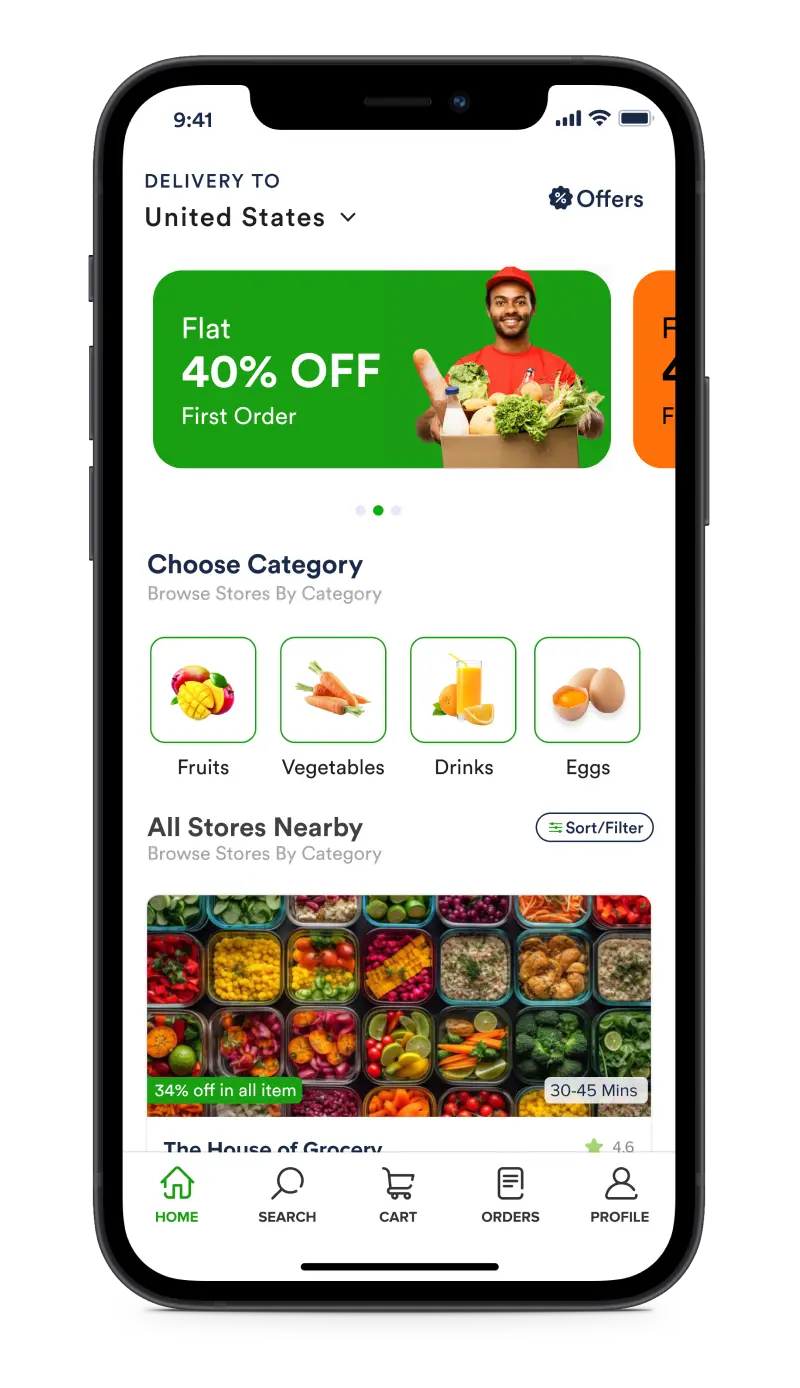 Instacart clone customer app features