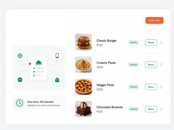 One digital restaurant menu synced across every ordering channel