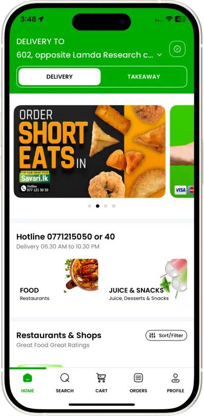 Savari Food driver app — accept orders, navigate, confirm delivery
